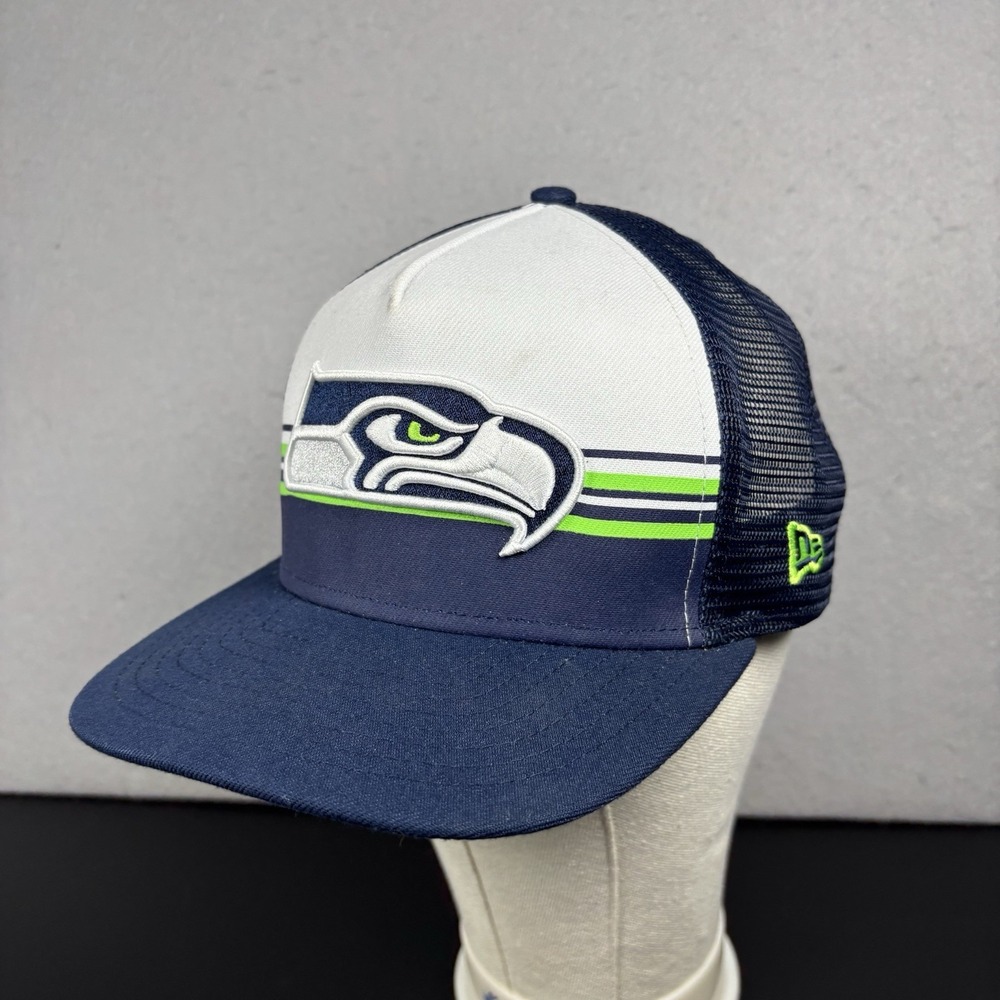 Seattle Seahawks New Era 9FIFTY Snapback Trucker Hat Striped Navy White Green
